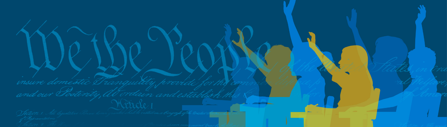 Law Day 2026 banner with Constitution and students