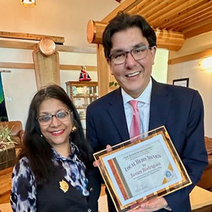 WSBA President Sunitha Anjilvel and Local Hero James Rodriguez.