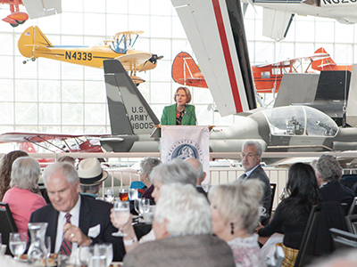 WSBA 2025 50 Year Celebration-18 Chief Justice Debra Stephens addresses attendees at the Washington State Bar Association's 50-year Member Luncheon at the Museum of Flight in Seattle June 6, 2025