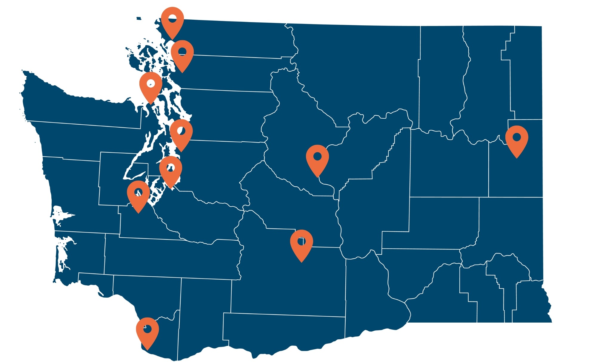 Washington map showing Speak Up locations