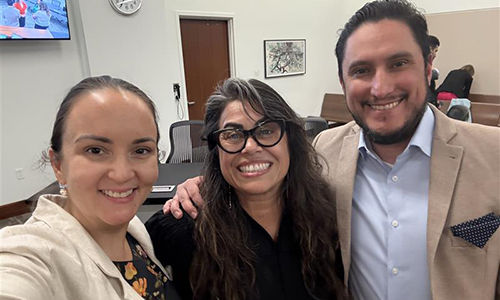 WSBA's Renata Garcia and Henry Cruz with Judge Veronica Galvan.