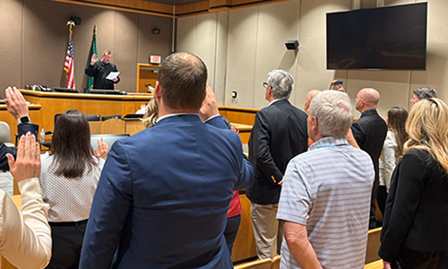 Taking the Oath of Attorney at at Benton & Franklin Counties Superior Court in Tri-Cities.