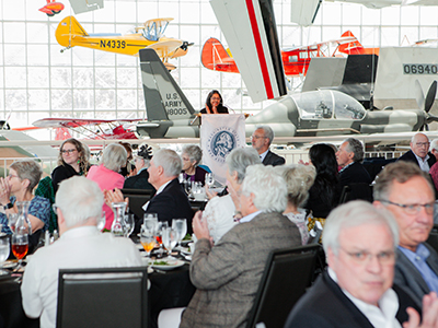 WSBAPresidentSunithaAnjilveladdressesattendeesattheWashingtonStateBarAssociations50-yearMemberLuncheonattheMuseumofFlightinSeattleJune62025