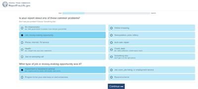 FTC400 reportfraud.ftc.gov screenshot