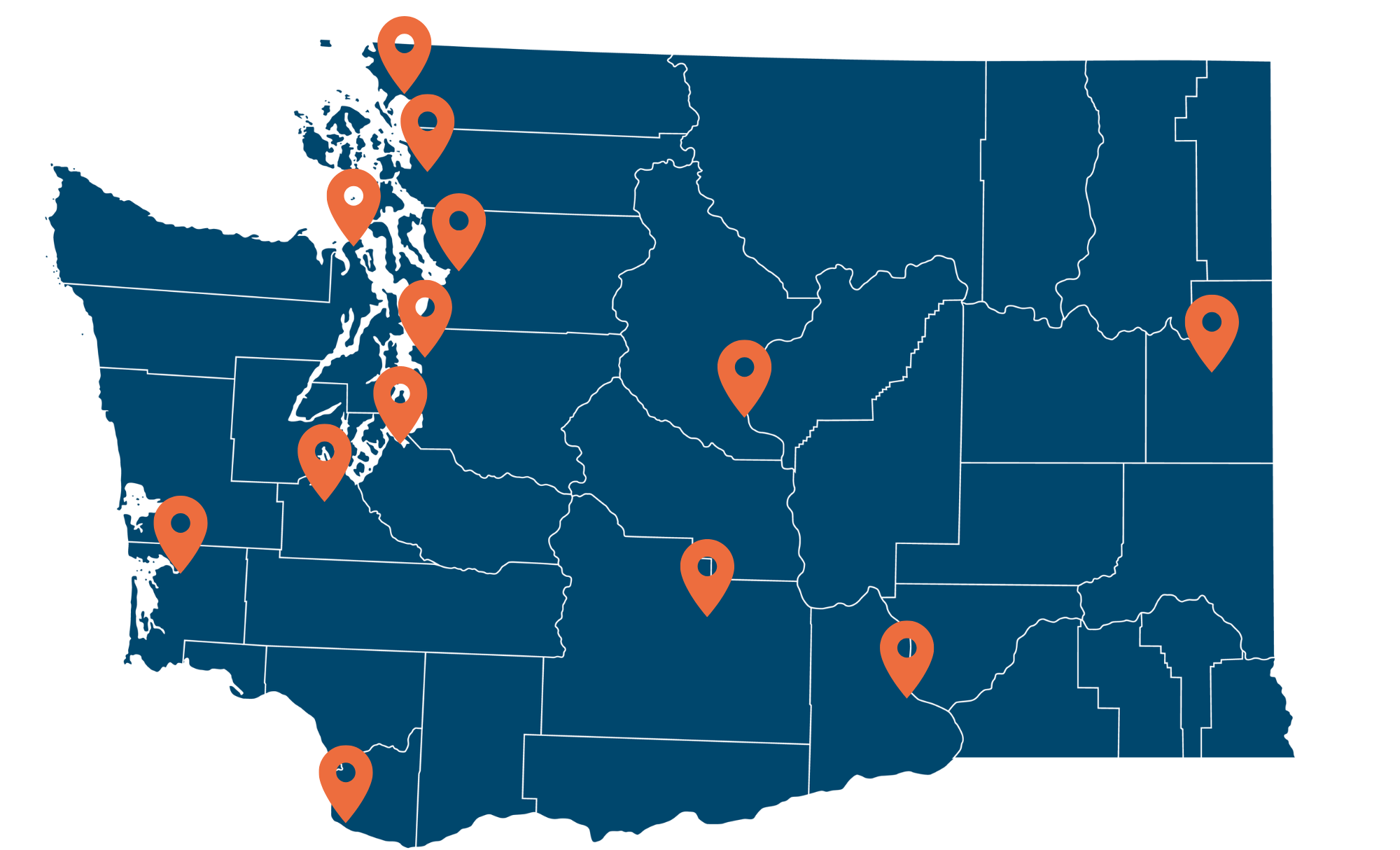 Washington map showing Speak Up locations