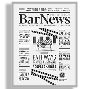 Cover of Bar News August 2024 mostly text