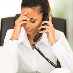 Distressed woman on the phone